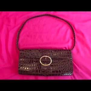 Jessica McClintock Brown Gold Faux Clutch